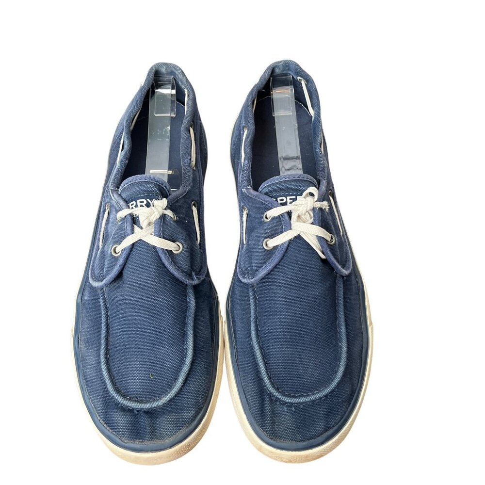 Sperry Mens Blue Canvas Boat Shoes Nautical Style Comfortable & Durable - Picture 2 of 8